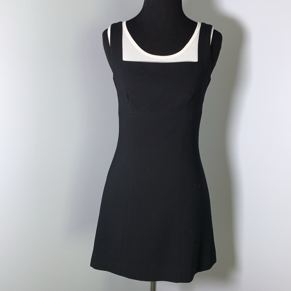 Vintage Bebe Black LBD Mini Tank Dress, Square Neckline, Size 2 - Picture 4 of 16